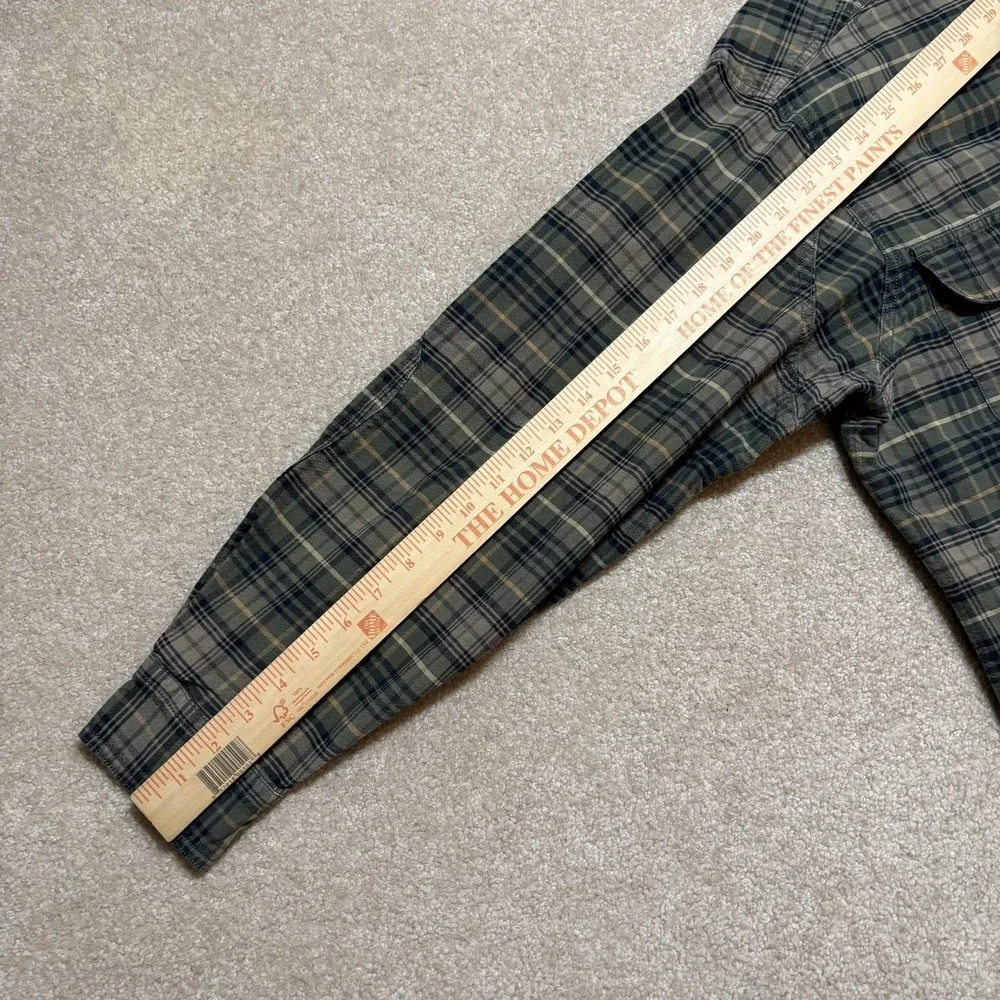 Woolrich Shirt Mens Large Green Plaid Button‎ Front Long Sleeve Outdoor Hiking